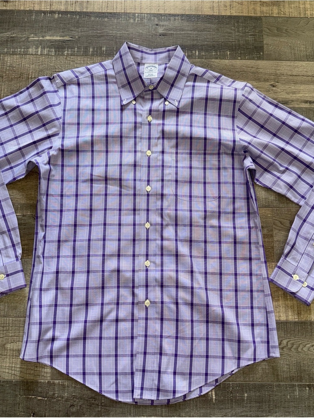 Brooks Brothers Purple Plaid 346 original polo shirt Button-Down Dress Shirt